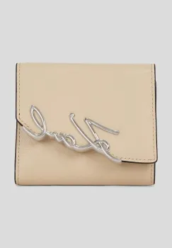 Karl Lagerfeld portofel de piele culoarea bej, A3W32019 imagine