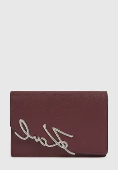 Karl Lagerfeld portofel de piele culoarea bordo, A4W32018 imagine