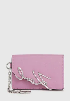 Karl Lagerfeld portofel de piele culoarea roz, A4W32019 imagine