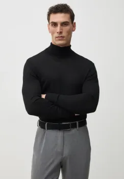 Karl Lagerfeld pulover de lana barbati, culoarea negru, light, cu guler, 551309.655094 imagine