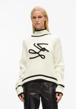 Karl Lagerfeld pulover de lana culoarea alb, cu turtleneck, A4W18051 imagine