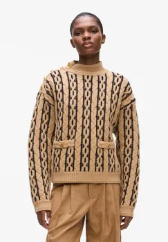 Karl Lagerfeld pulover din amestec de lana culoarea maro, calduros, cu turtleneck, A4W18039 imagine