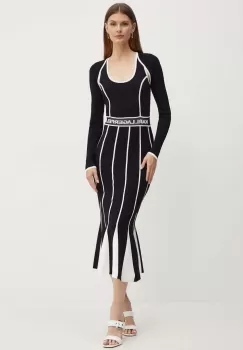Karl Lagerfeld rochie culoarea negru, midi, drept, 245W1330 imagine