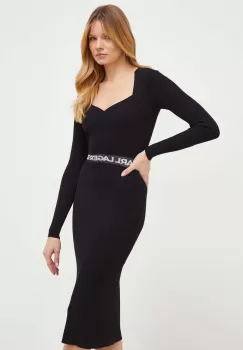Karl Lagerfeld rochie culoarea negru, midi, mulata imagine