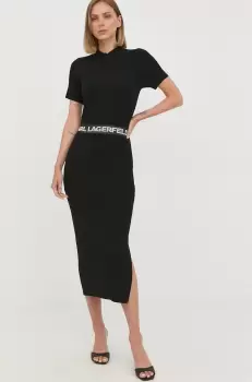 Karl Lagerfeld rochie culoarea negru, midi, mulata imagine
