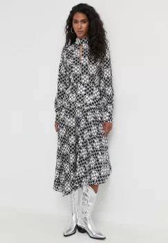 Karl Lagerfeld rochie de matase culoarea negru, mini, evazati imagine