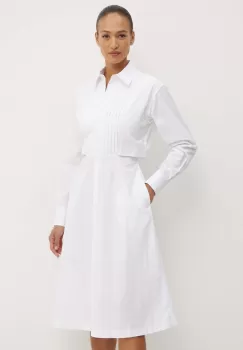 Karl Lagerfeld rochie din bumbac culoarea alb, midi, evazati, 245W1303 imagine