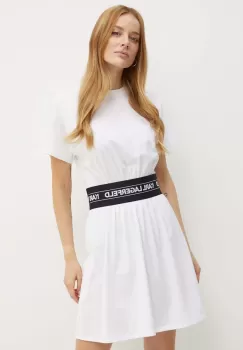 Karl Lagerfeld rochie din bumbac culoarea alb, mini, evazati, 245W1351 imagine