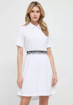 Karl Lagerfeld rochie din bumbac culoarea alb, mini, evazati imagine