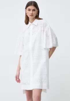 Karl Lagerfeld rochie din bumbac culoarea alb, mini, evazati imagine