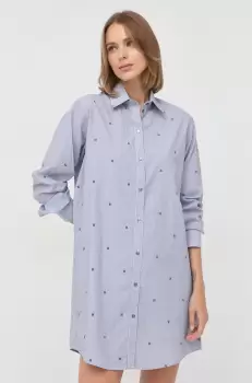 Karl Lagerfeld rochie din bumbac culoarea albastru marin, mini, drept imagine