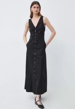 Karl Lagerfeld rochie din bumbac culoarea negru, maxi, evazati imagine