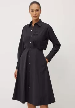 Karl Lagerfeld rochie din bumbac culoarea negru, midi, evazati, 245W1303 imagine