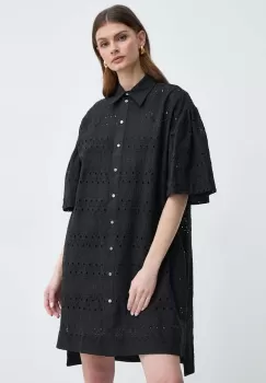 Karl Lagerfeld rochie din bumbac culoarea negru, mini, evazati imagine