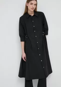 Karl Lagerfeld rochie din bumbac culoarea negru, mini, evazati imagine