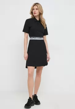 Karl Lagerfeld rochie din bumbac culoarea negru, mini, evazati imagine