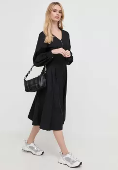 Karl Lagerfeld rochie din bumbac culoarea negru, mini, evazati imagine