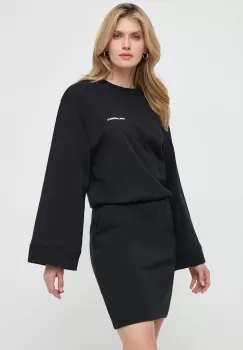 Karl Lagerfeld rochie din bumbac culoarea negru, mini, evazati imagine