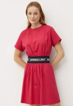 Karl Lagerfeld rochie din bumbac culoarea roz, mini, evazati, 245W1351 imagine