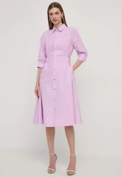 Karl Lagerfeld rochie din bumbac culoarea roz, mini, evazati imagine