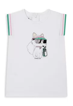 Karl Lagerfeld rochie din bumbac pentru bebelusi culoarea alb, mini, drept imagine