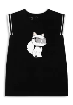 Karl Lagerfeld rochie din bumbac pentru bebelusi culoarea negru, mini, drept imagine
