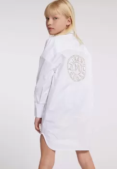 Karl Lagerfeld rochie din bumbac pentru copii culoarea alb, mini, drept imagine