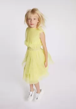 Karl Lagerfeld rochie fete culoarea galben, mini, evazati imagine