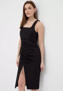 Karl Lagerfeld rochie jeans culoarea negru, mini, mulata imagine