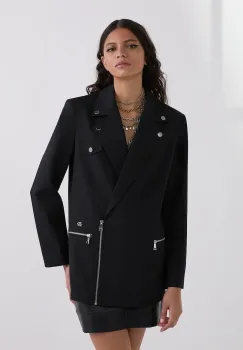 Karl Lagerfeld sacou din lana culoarea negru, un singur rand de nasturi, uni, A3W14044 imagine