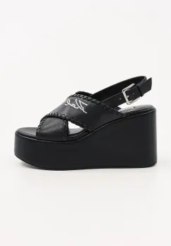 Karl Lagerfeld sandale de piele WENDY culoarea negru, KL33372 imagine