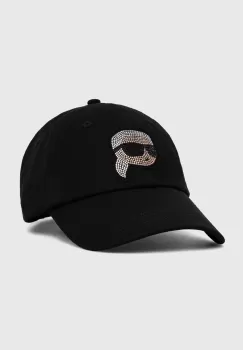 Karl Lagerfeld sapca de baseball din bumbac culoarea negru, cu imprimeu imagine
