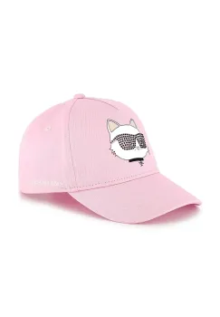 Karl Lagerfeld sapca din bumbac pentru copii culoarea roz, cu imprimeu, Z30387 imagine
