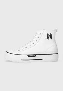 Karl Lagerfeld tenisi de piele KAMPUS MAX KL barbati, culoarea alb, KL50450 imagine