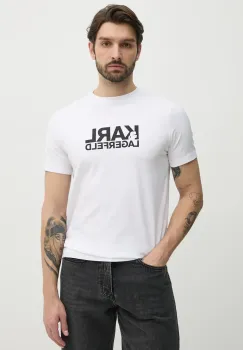 Karl Lagerfeld tricou barbati, culoarea alb, cu imprimeu, 552235.755087 imagine