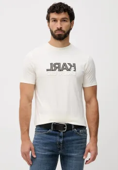 Karl Lagerfeld tricou culoarea bej, cu imprimeu, 554225.755038 imagine