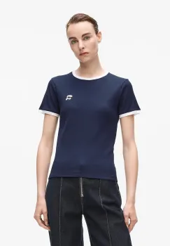 Karl Lagerfeld tricou culoarea bleumarin, A4W17097 imagine