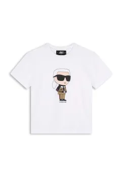 Karl Lagerfeld tricou de bumbac pentru copii culoarea alb, cu imprimeu, Z30241 imagine