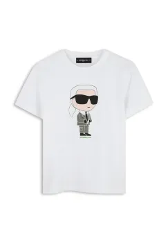 Karl Lagerfeld tricou de bumbac pentru copii culoarea alb, cu imprimeu, Z30437 imagine