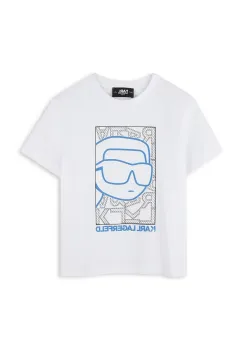 Karl Lagerfeld tricou de bumbac pentru copii culoarea alb, cu imprimeu, Z30563 imagine