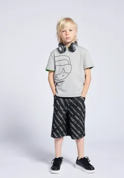 Karl Lagerfeld tricou de bumbac pentru copii culoarea gri, cu imprimeu, Z30425 imagine