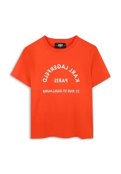 Karl Lagerfeld tricou de bumbac pentru copii culoarea portocaliu, cu imprimeu, Z30439 imagine