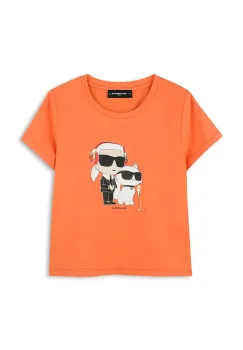 Karl Lagerfeld tricou de bumbac pentru copii culoarea portocaliu, Z30492 imagine