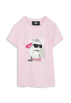 Karl Lagerfeld tricou de bumbac pentru copii culoarea roz, Z30491 imagine