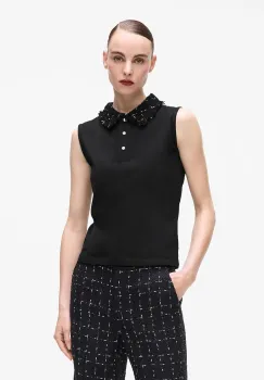 Karl Lagerfeld tricou din amestec de lana culoarea negru, A4W17038 imagine