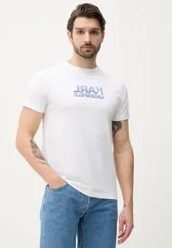 Karl Lagerfeld tricou din bumbac barbati, culoarea alb, cu imprimeu, 552241.755064 imagine