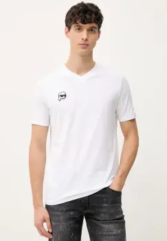 Karl Lagerfeld tricou din bumbac barbati, culoarea alb, uni, 552224.755021 imagine