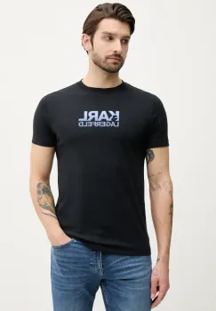 Karl Lagerfeld tricou din bumbac barbati, culoarea bleumarin, cu imprimeu, 552241.755064 imagine