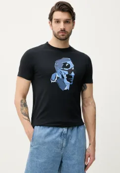 Karl Lagerfeld tricou din bumbac barbati, culoarea bleumarin, cu imprimeu, 552241.755065 imagine