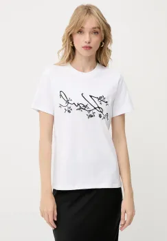 Karl Lagerfeld tricou din bumbac culoarea alb, A3W17018 imagine